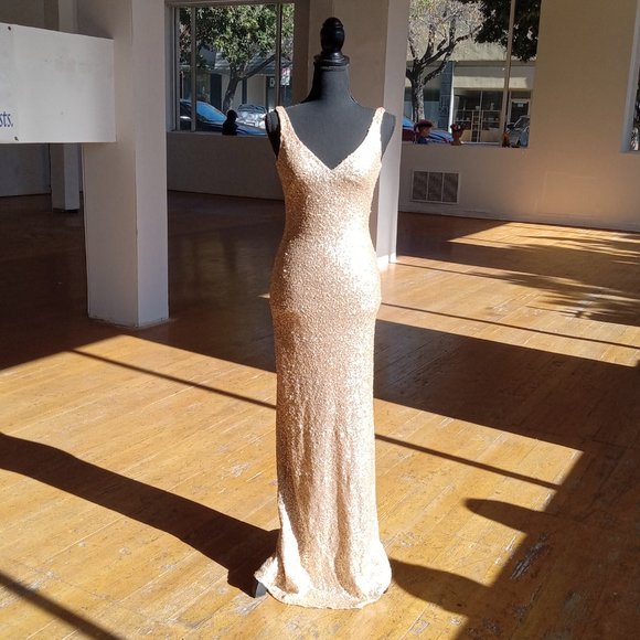 Light gold Full length sequin gown - Picture 7 of 10